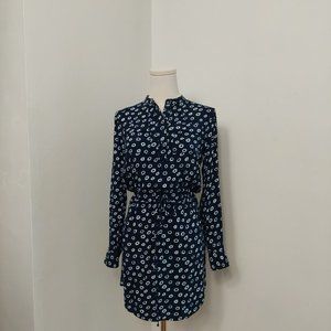LOfT Navy and White Cotton Dress